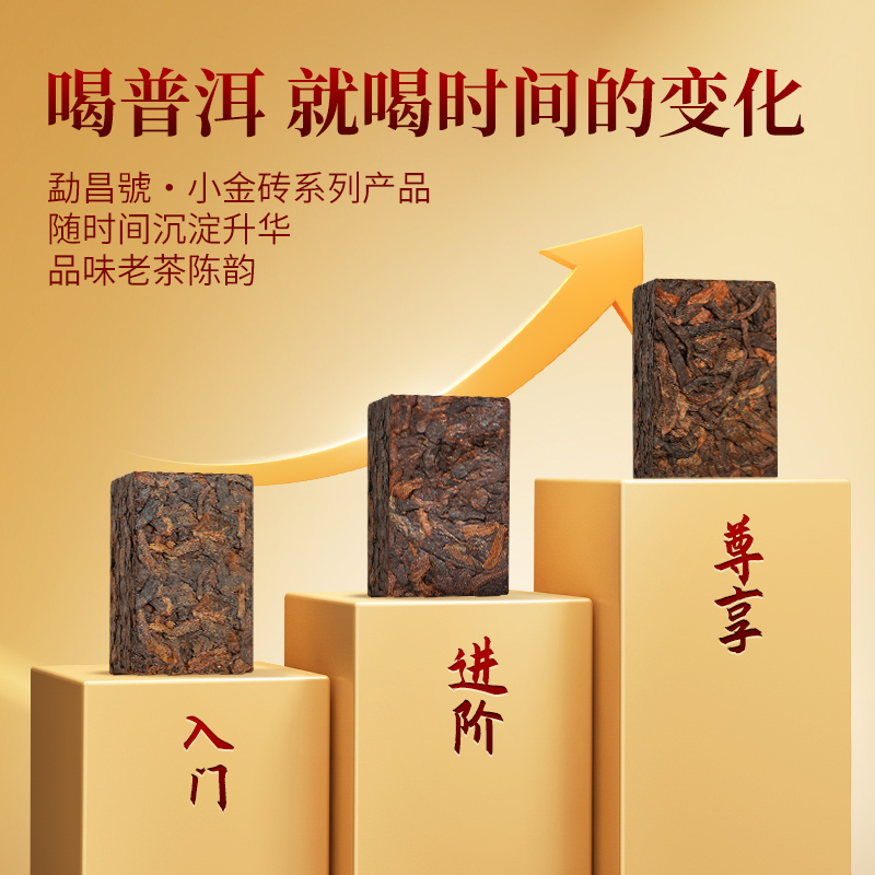 勐昌号茶叶糯香小金砖普洱茶熟茶1/5/10年陈组合自饮茶盒装216g