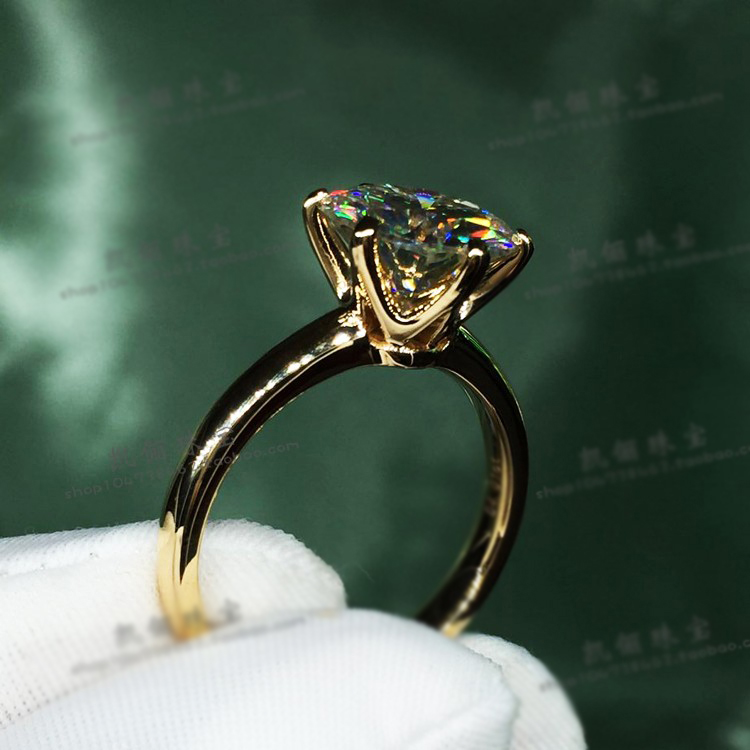 YANHUI Have 18K RGP LOGO Pure Solid Yellow Gold Ring Luxury - 图0