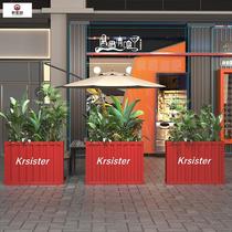 Outdoor Stainless Steel Flower Case Combined Walking Street Fence Planting Flower Shelf Urban Green Restaurant Outside Swing Partition Flower Groove