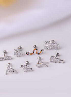 耳饰0.8MM钛钢细杆拧球耳骨钉动物耳钉单个single ear stud