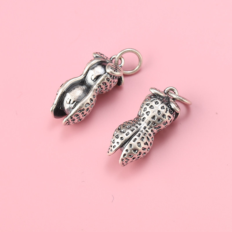 S999足银小草莓花生吊坠手串男女士diy手工纯银手链项链配饰提溜,淘宝优惠券,粉丝福利购,淘宝优惠卷