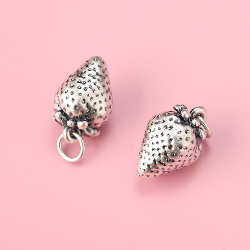 S999足银小草莓花生吊坠手串男女士diy手工纯银手链项链配饰提溜,淘宝优惠券,粉丝福利购,淘宝优惠卷