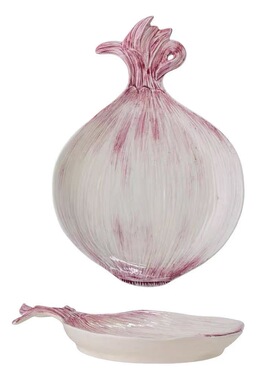 FQR LIVING丹麦Bloomingville手工制作绘画陶器紫色洋葱造型餐盘