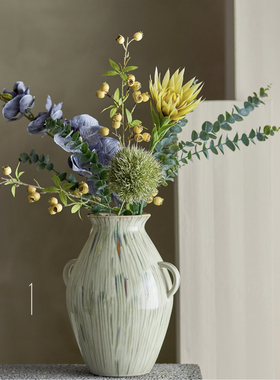 FQR LIVING丹麦BloomingvilleSANELLA手工制作绘画渐变自然釉花瓶