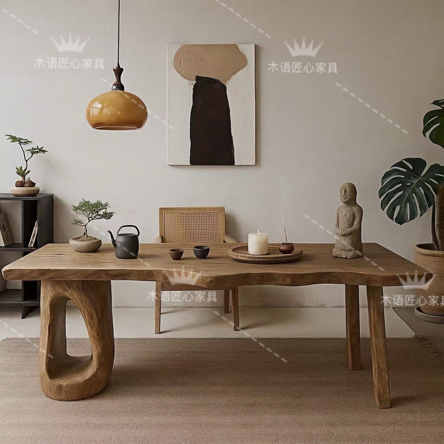 中古实木茶桌侘寂风原木自然边餐桌茶台办公书桌民宿茶室功夫茶桌,淘宝优惠券,粉丝福利购,淘宝优惠卷