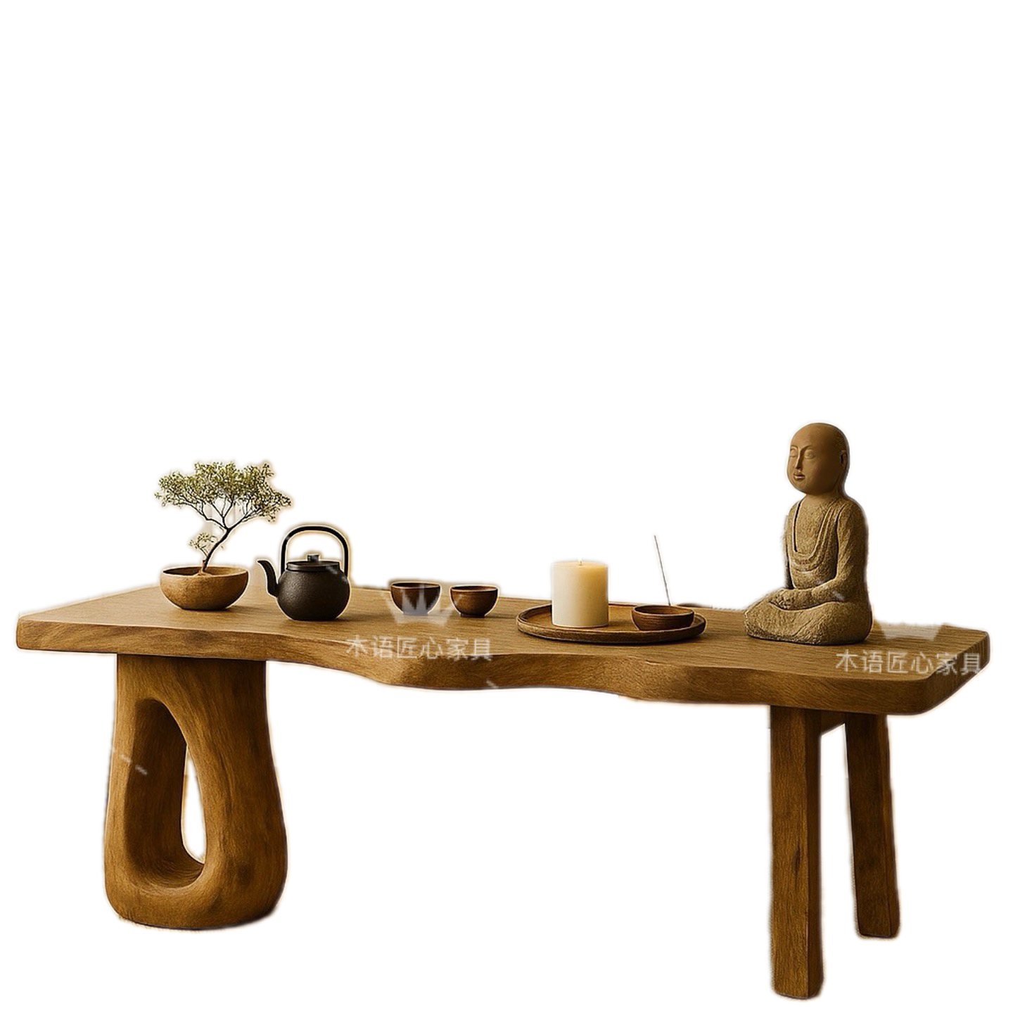 中古实木茶桌侘寂风原木自然边餐桌茶台办公书桌民宿茶室功夫茶桌,淘宝优惠券,粉丝福利购,淘宝优惠卷