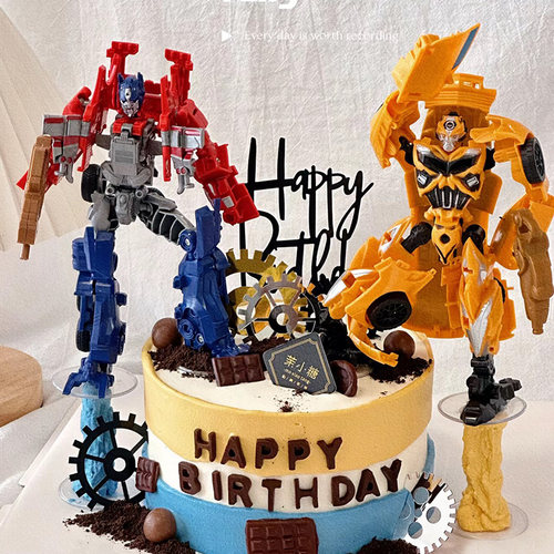 变形金刚蛋糕装饰摆件擎天柱大黄蜂儿童男孩生日周岁烘焙配件插件 - 图1