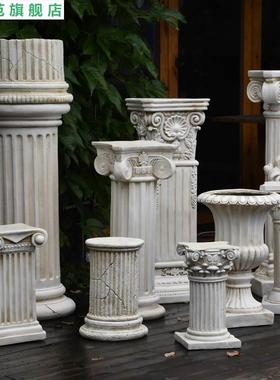欧式花盆罗马柱摆件婚庆婚礼道具柱子底座复古花园庭院阳台装饰