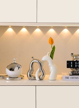 速发轻奢件瓷花瓶艺术摆陶高档玄关餐边居璃酒柜子家玻简约装饰品