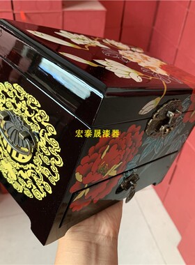 速发结婚礼金盒  高档平遥推光漆器首饰箱 手工首饰盒   闺蜜婚礼