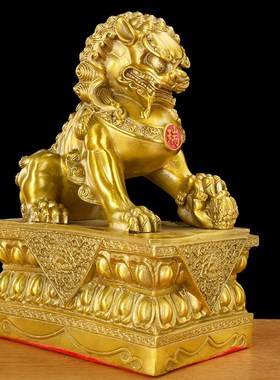 速发铜狮子摆件一对大型乔子大狮口大小号北京狮客厅店铺开业门迁