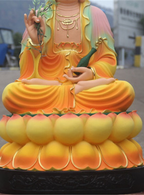 速发新品上架树脂佛璃纤维神像佛像 68cm粉彩观菩音萨 观世音玻像