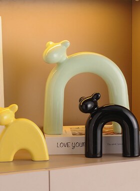 速发可轻一家三酒小鹿家居饰品摆件爱奢奶油风小众客厅电视柜口柜