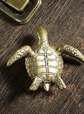 速发实心纯铜长寿乌龟摆镇个茶小号铜龟性宠配件客厅镇宅小铜龟件