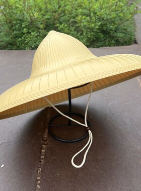 速发海南斗笠帽防雨防晒越南舞蹈表演遮阳防暴雨林冲帽硬塑料耐摔