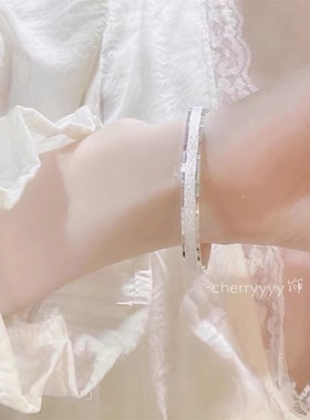 林钰银饰足银99仿真纯银手镯女实心镯子开口手环情人七夕礼物