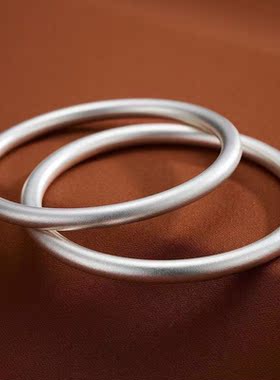 999纯银手镯古法传承银素圈手镯女款不掉色母亲节礼物