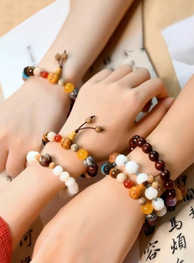 杭州灵隐十八籽菩提手串18籽白玉菩提多宝手串佛珠念珠转 运手链