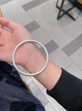 林钰银饰足银99古法圆环圆棍手镯女实心国风简约圈口镯