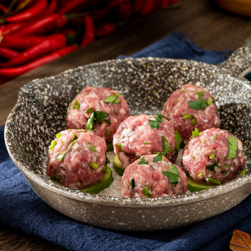 美好香菜猪肉丸1000g新鲜火锅配菜食材速冻半成品方便瘦肉丸子2斤,淘宝优惠券,粉丝福利购,淘宝优惠卷