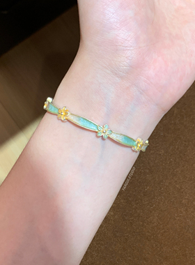 燕归灵萤宫廷风足银珐琅重工手镯