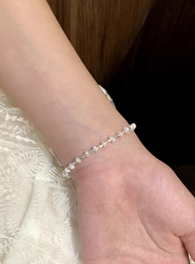 燕归原创白润玉纯银淡水珍珠手链