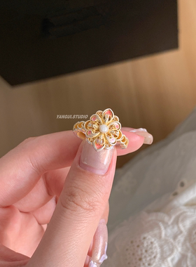 燕归云梦泽珐琅彩足银999.9戒指