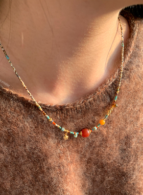 燕归禧念国风南红串珠小众项链女