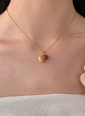 燕归玛瑙宝葫芦国风纯银百搭项链