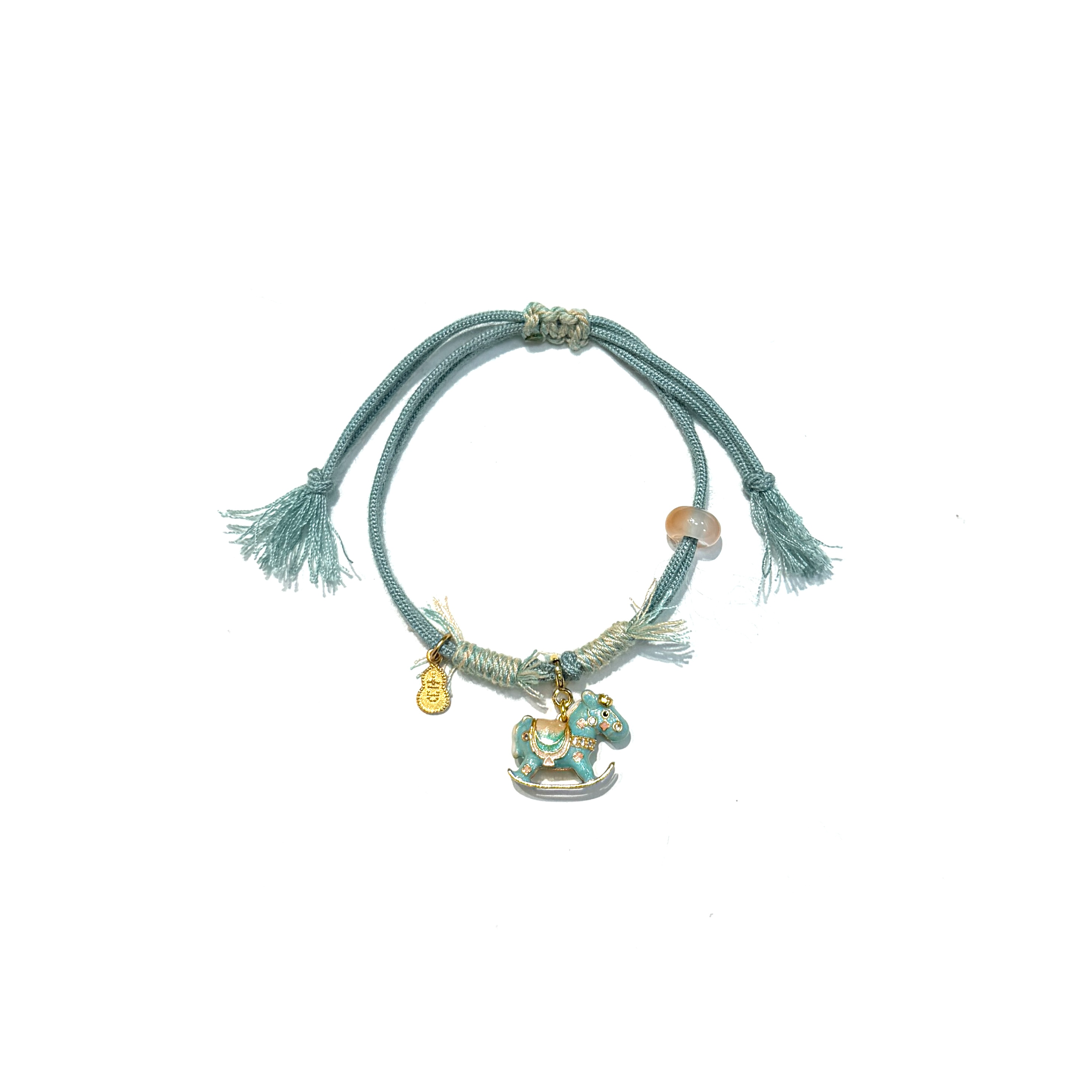 Yangui原创「蓝色木马」纯银s925吊坠马上开心编绳百搭情侣手链女,淘宝优惠券,粉丝福利购,淘宝优惠卷