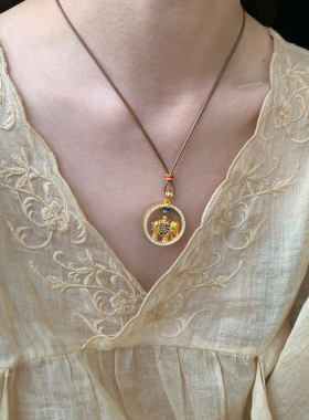 燕归青象安新款足银大象编绳项链