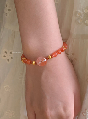 燕归原创锦鲤平安扣南红情侣手链