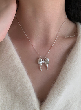 燕归原创蝴蝶结的梦纯银项链
