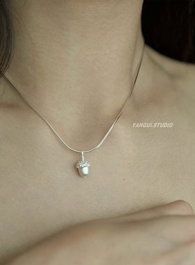 燕归原创松果园极简纯银项链