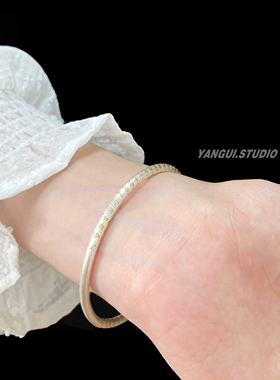 燕归金心经足银24k描金实心手镯