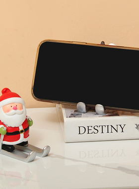 可爱圣诞老人礼物桌面手机支架麋鹿雪人平板支撑架装饰小摆件送礼