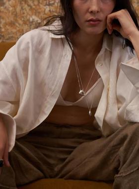 银色小水壶白水晶胶囊子弹头项链