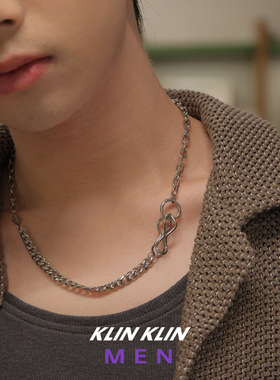 KLINKLINMEN 古巴链拼接素链小众男生七夕送男友礼物项链锁骨链