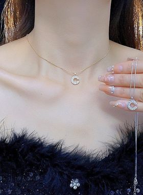 超仙个性冷淡风微镶锆石形项链