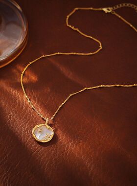 幸运星天然贝母项链铜镀18真金