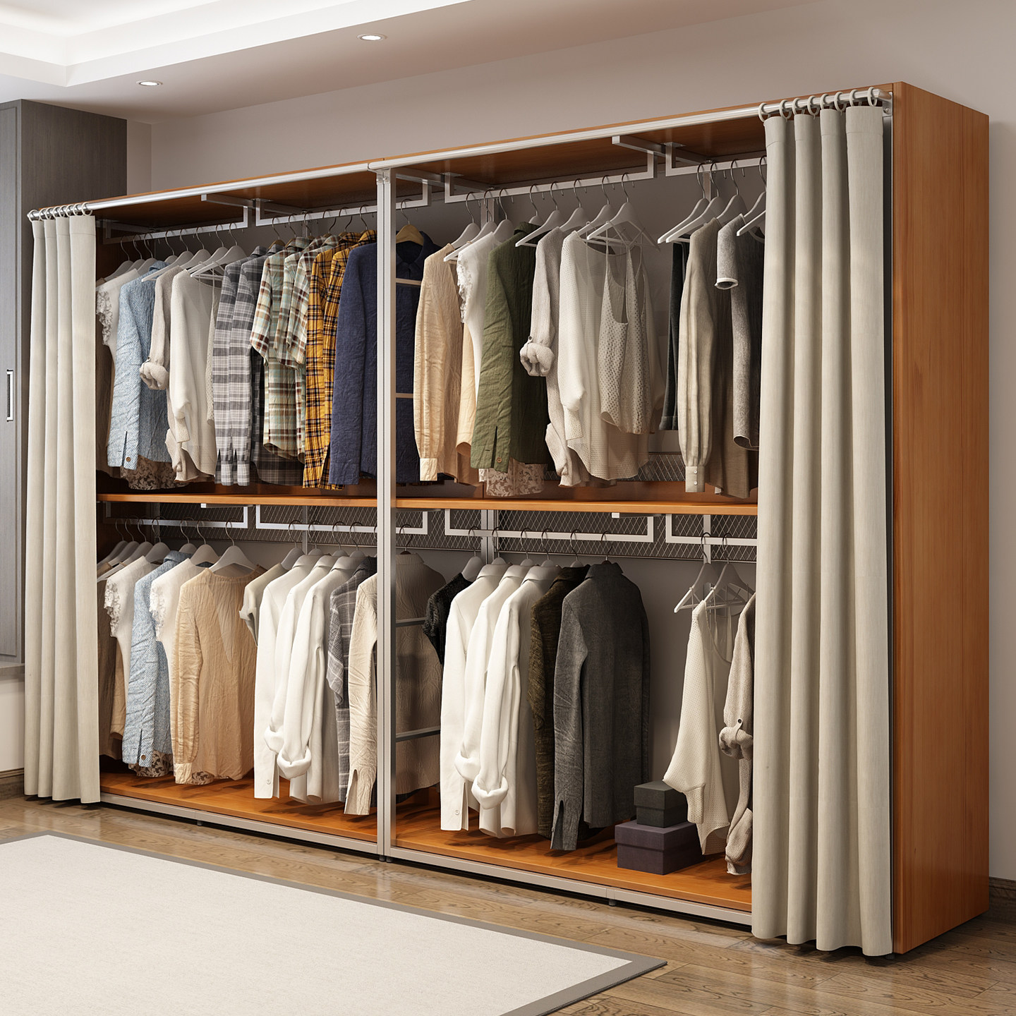 金属衣柜全实木2025新款爆款卧室家用铁艺钢架结构转角定制衣帽间,淘宝优惠券,粉丝福利购,淘宝优惠卷