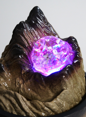 办公桌面假山流水转运珠循环风水球喷泉水景茶台摆设隔断装饰摆件