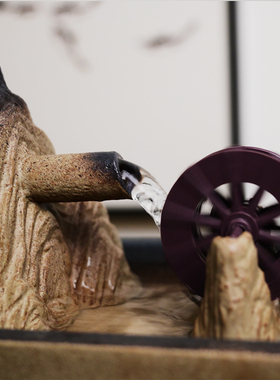 新中式风陶瓷假山开业流水摆件