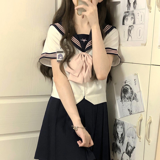 秋柚语【秋柚语】原创正版水手服jk制服校供学院风短袖基础款套装