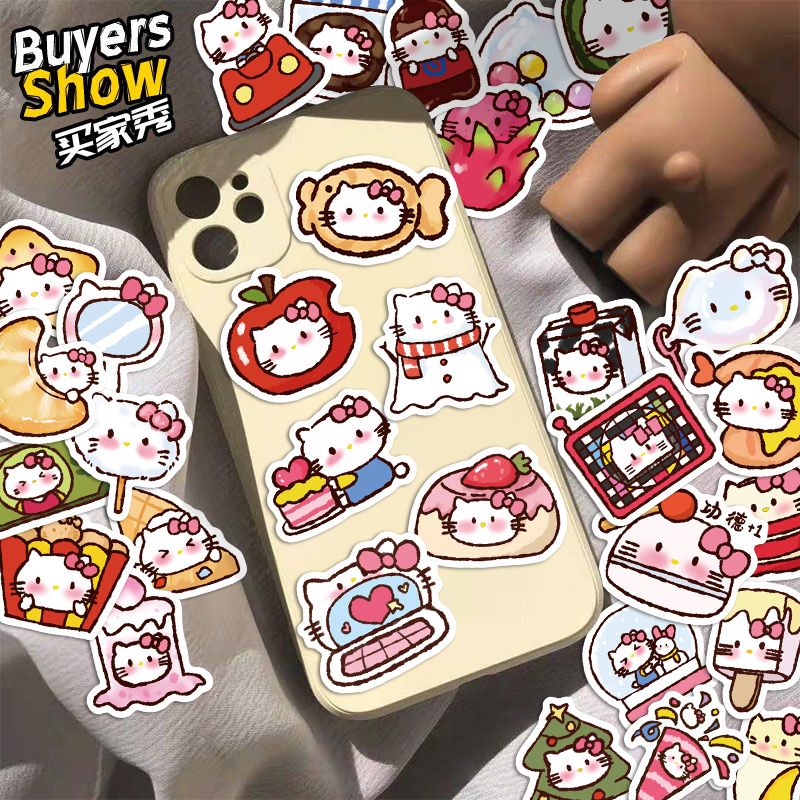 90张卡通kitten贴纸hellokitty可爱创意手机壳笔记本装饰防水贴画-图0