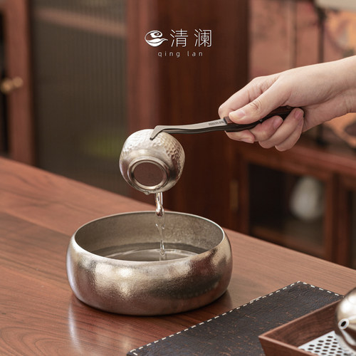 清澜纯钛茶夹镊子茶道防滑防烫茶杯夹高端功夫茶具配件取茶夹 - 图0