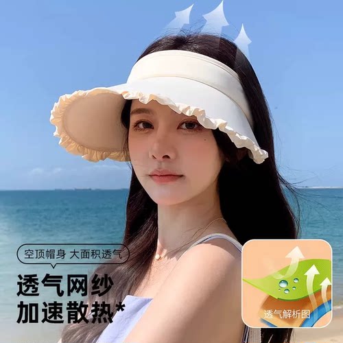 防晒帽空顶帽女2026新款夏季大帽檐户外遮阳帽骑车防紫外线太阳帽 - 图2