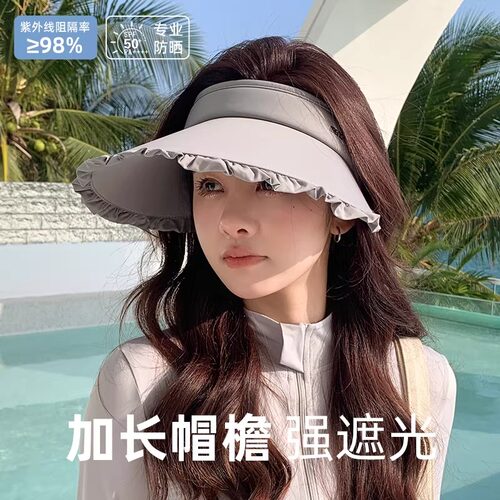 防晒帽空顶帽女2026新款夏季大帽檐户外遮阳帽骑车防紫外线太阳帽 - 图3