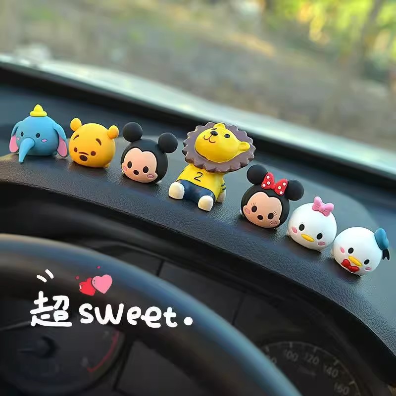 迪士尼汽车摆件2024新款车内装饰用品可爱车载中控台小公仔女米奇 - 图1