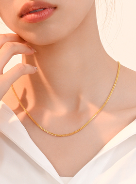 999肖邦链纯银黄金色镀金项链女链18k金色锁骨链彩银链子素链单链